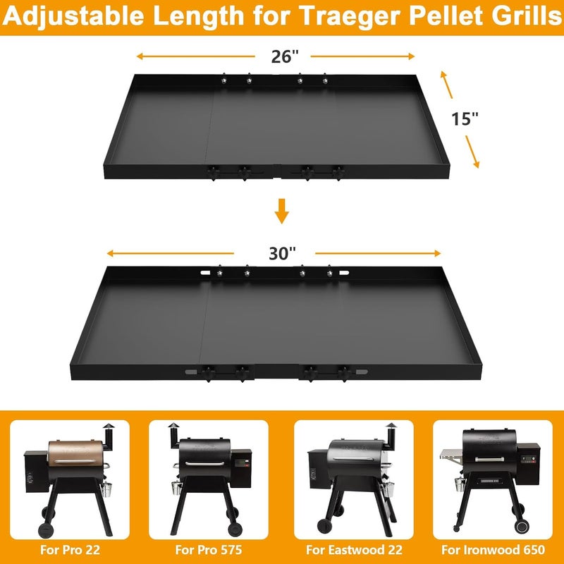 BBQ-PLUS Adjustable Grill Storage Shelf for Traeger Pro Series 22 and 575 Pellet Grills Accessories,Metal Bottom Shelf for Traeger Ironwood 650 to Add More Storage Space - Image 2